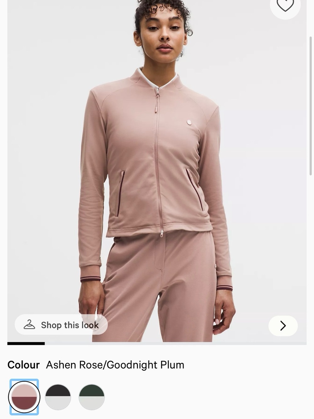 lululemon athletica Dusty Pink Bomber Jacket